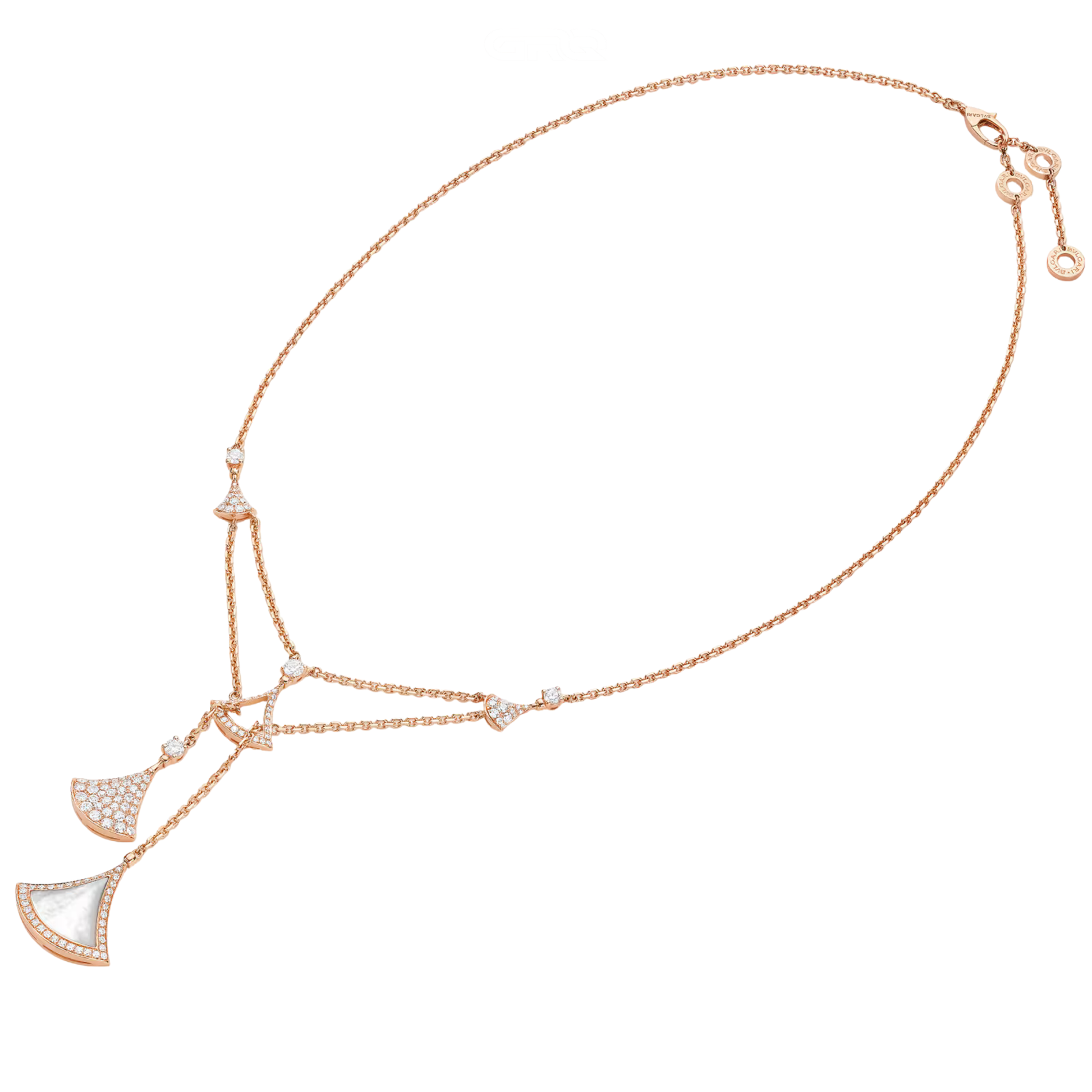Modern 18k Rose Gold Divas Dream Diamond Necklace - view 2
