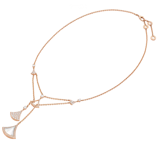Modern 18k Rose Gold Divas Dream Diamond Necklace - view 2