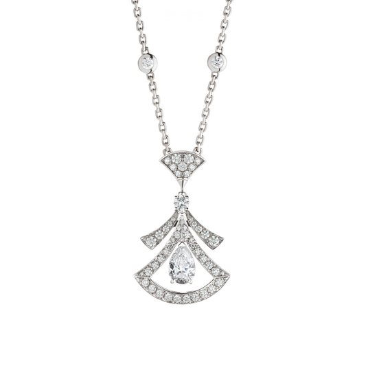 Premium-Look 18k White Gold Divas Dream Diamond Necklace