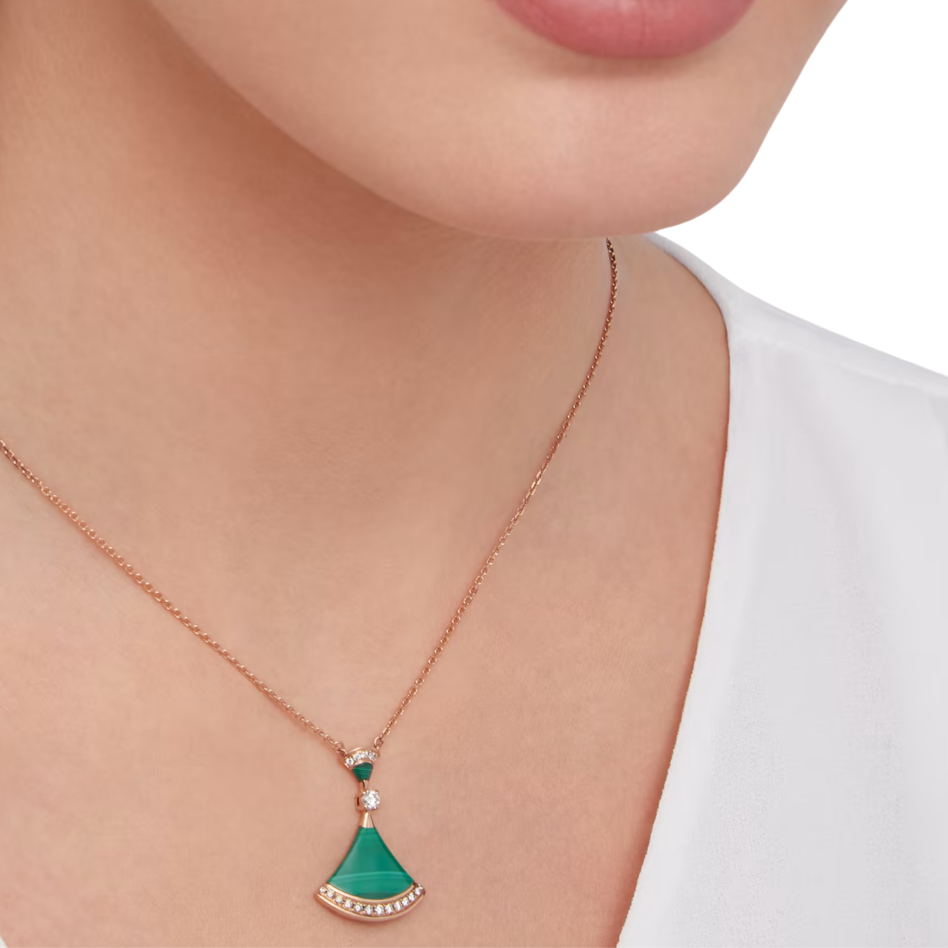 Statement 18k Rose Gold Pendant Set Diamond Necklace - view 3