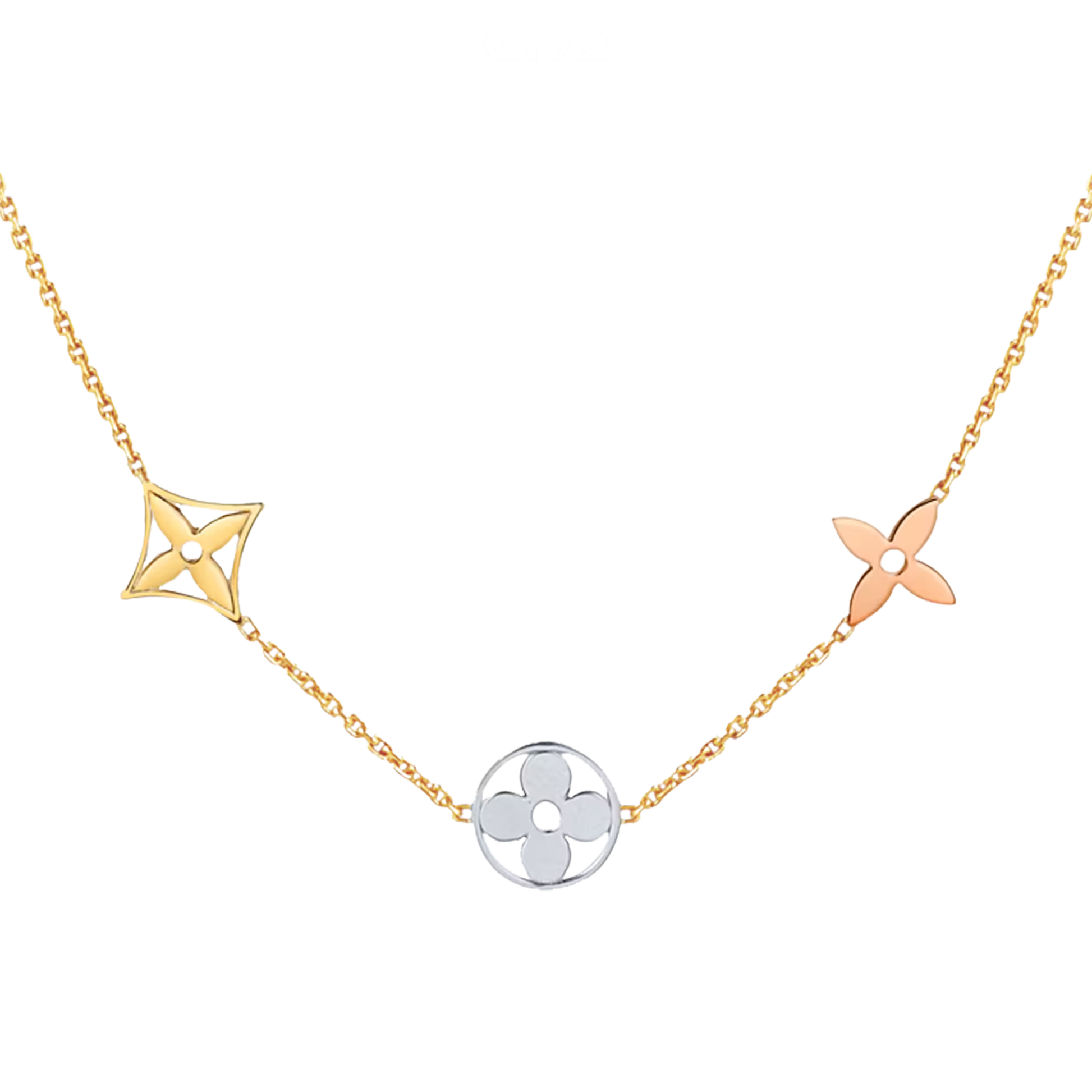Elegant Idylle Blossom Sautoir 3 Golds Diamonds - view 2