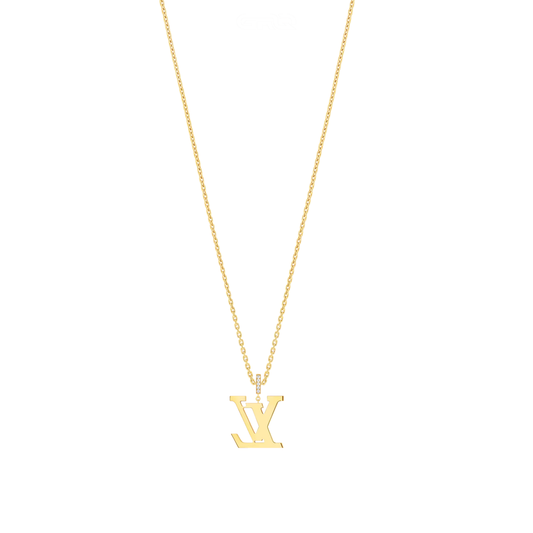 Modern Large Pendant Diamonds Yellow Gold Necklace - view 2
