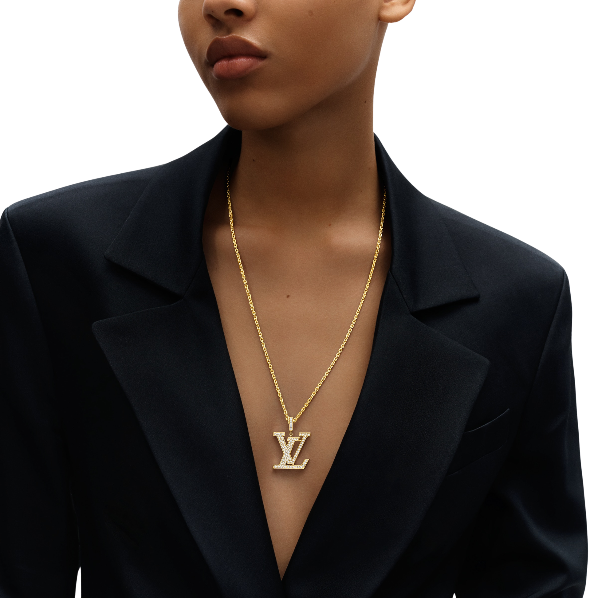 Modern Large Pendant Diamonds Yellow Gold Necklace - view 3
