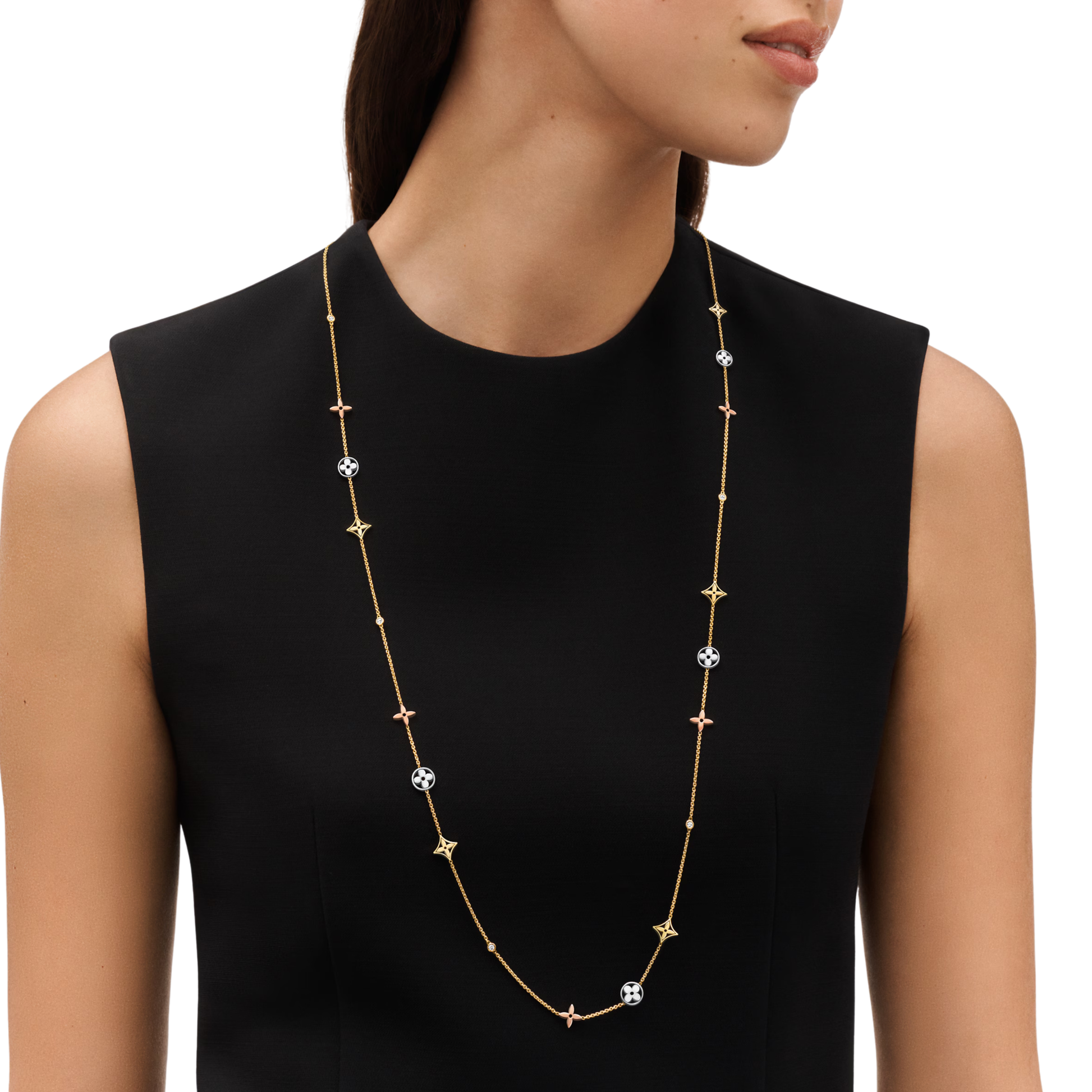 Elegant Idylle Blossom Sautoir 3 Golds Diamonds - view 3