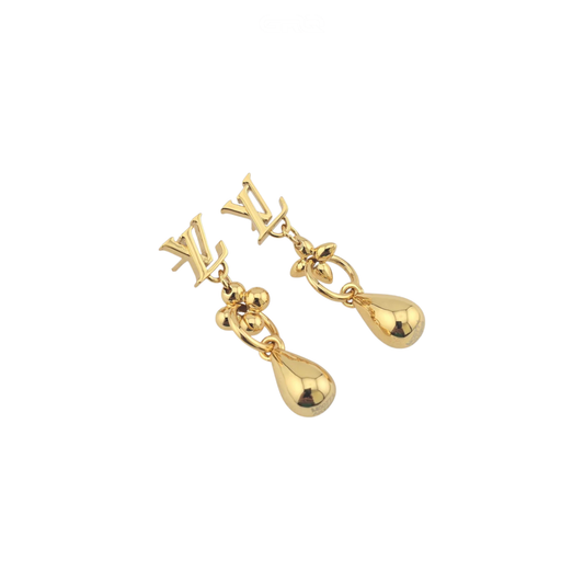 Elevated Flower Drop Gold Earring - view 2