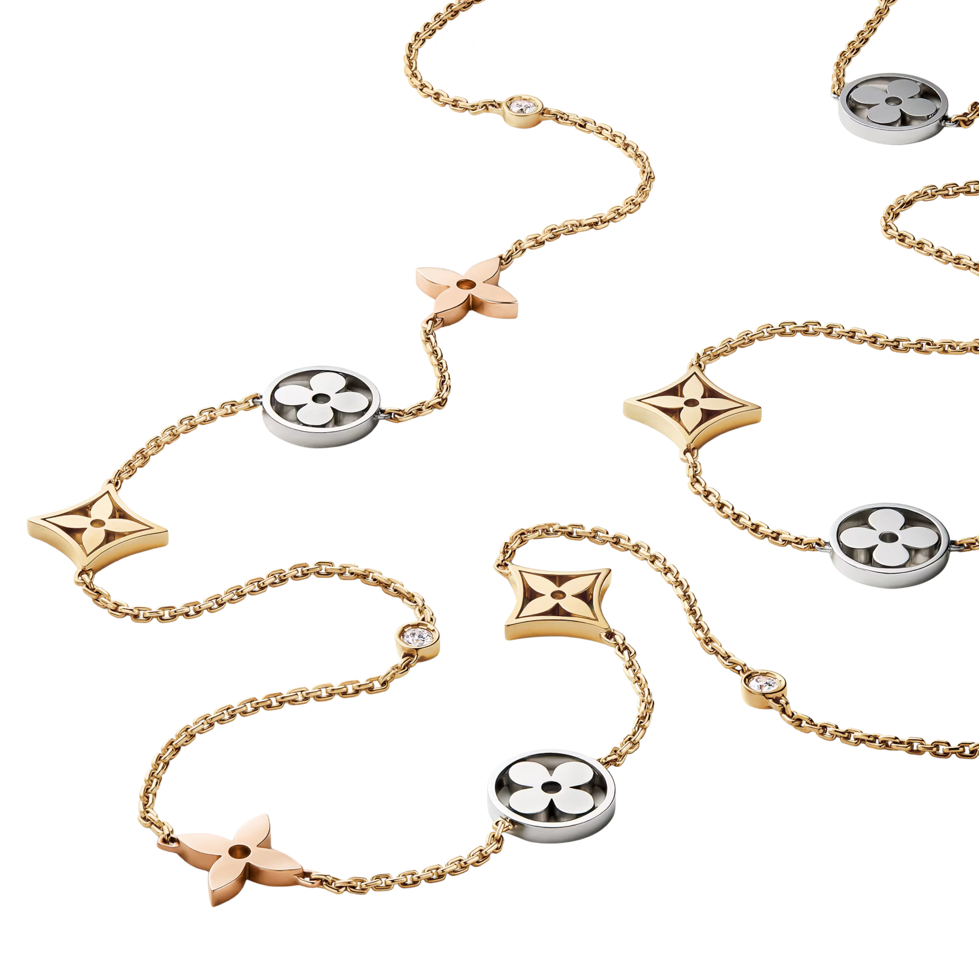 Elegant Idylle Blossom Sautoir 3 Golds Diamonds