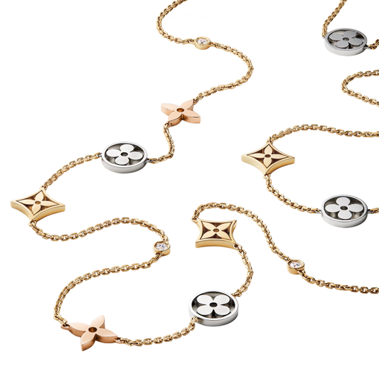 Elegant Idylle Blossom Sautoir 3 Golds Diamonds