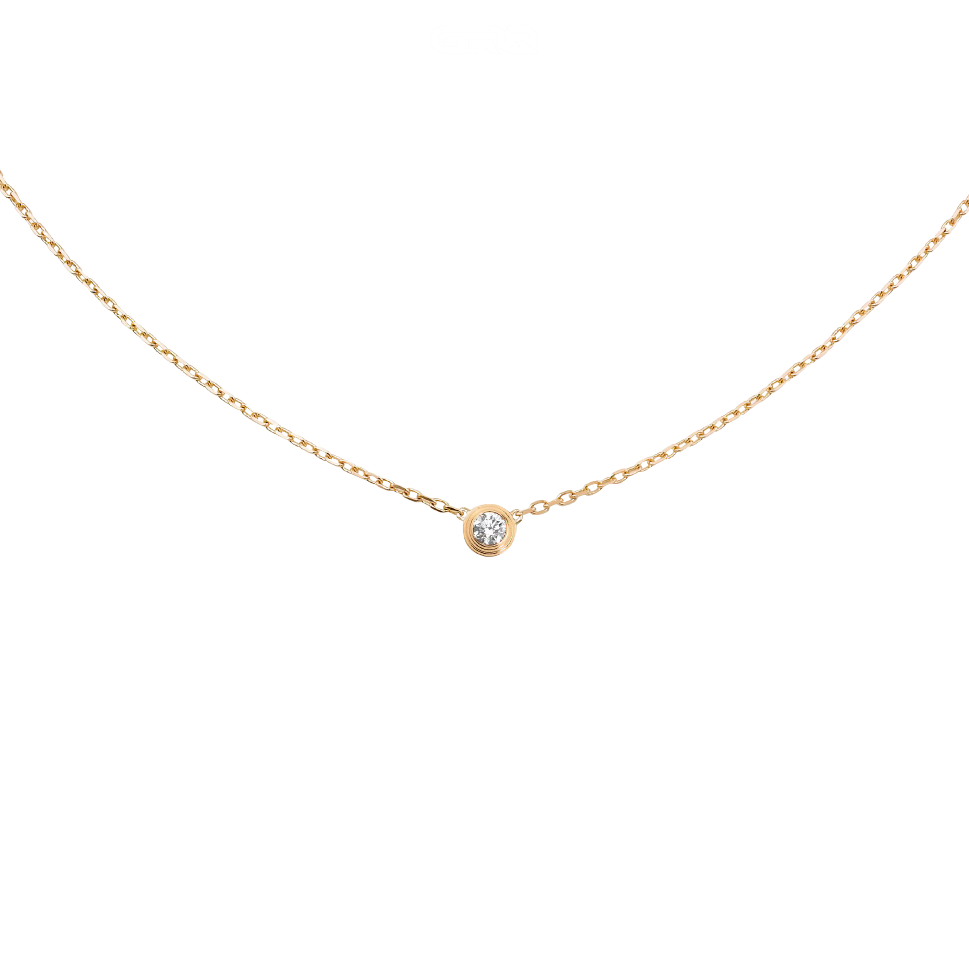 Modern D Amour Pendant 18k Gold Necklace Single Round Brilliant Cut Diamond