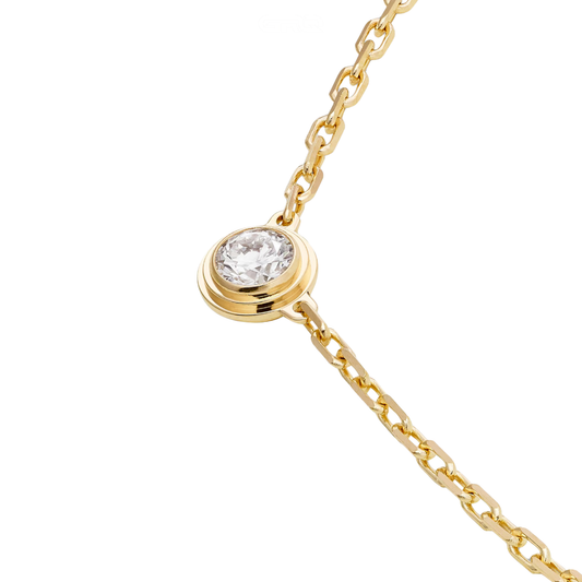Modern D Amour Pendant 18k Gold Necklace Single Round Brilliant Cut Diamond - view 2