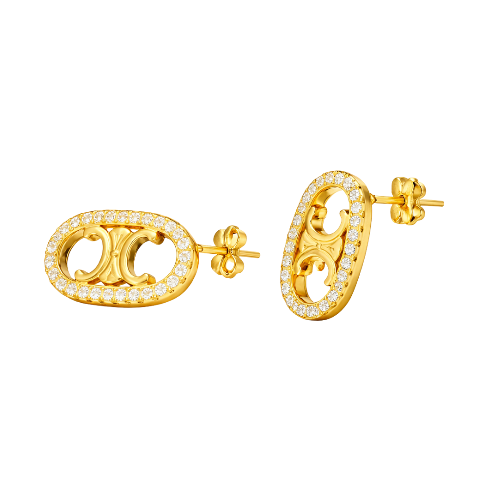 Timeless Frosted Hoops Enamel Brass Gold Finish - view 3