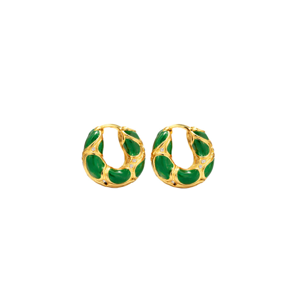 Clean-Finish Triomphe Frosted Hoops Enamel Brass Gold Finish - view 3
