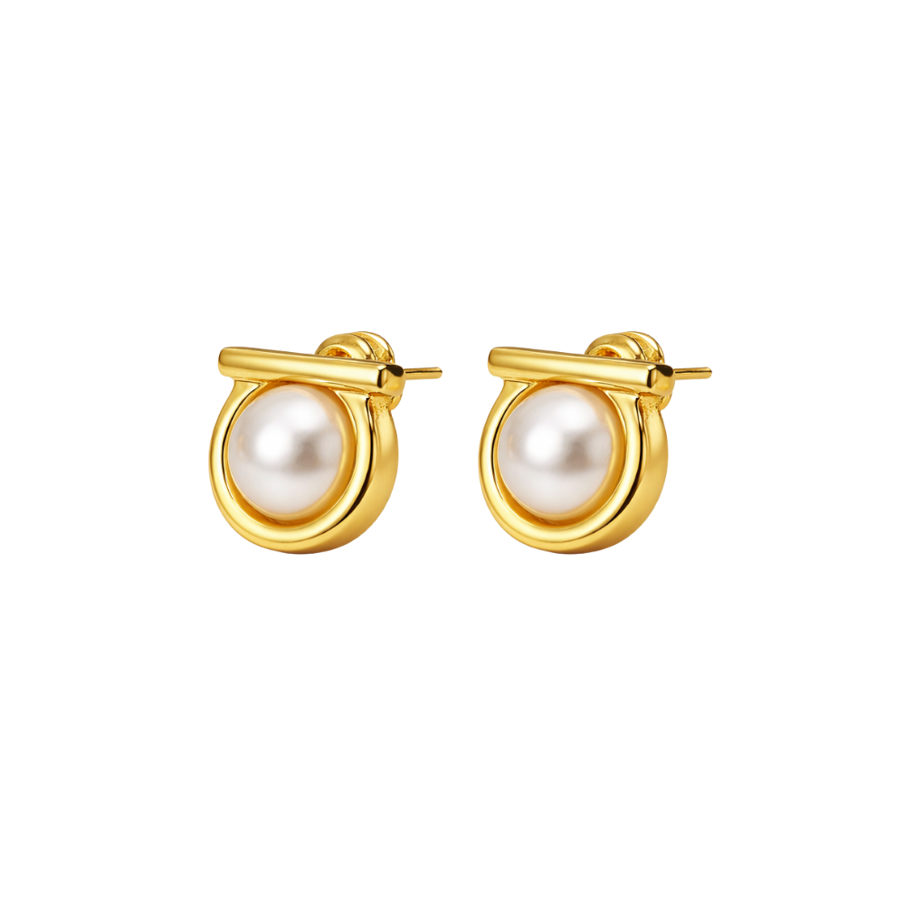 Elevated Rhinestone Hoop Earrings Gold - view 3