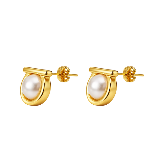Elevated Rhinestone Hoop Earrings Gold