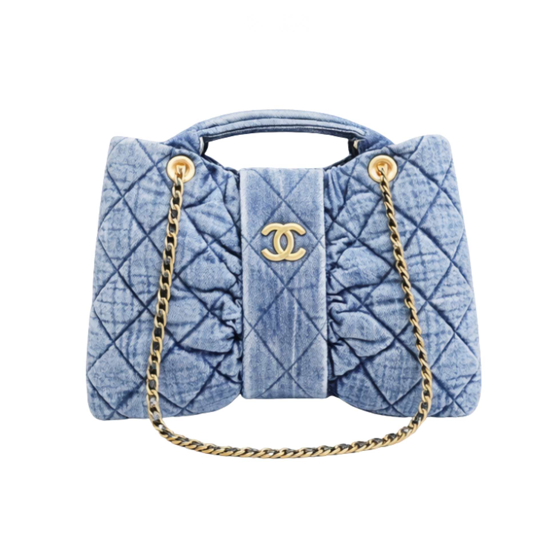 Modern Bow Blue Washed Denim Bag