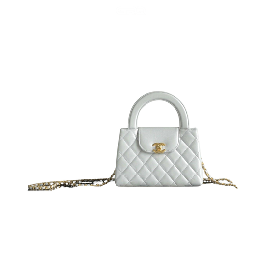 Premium-Look Structured Top-Handle Nano Calfskin Bag