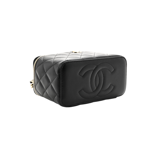Detailed Small Vanity Case Chain Black Bag - view 2