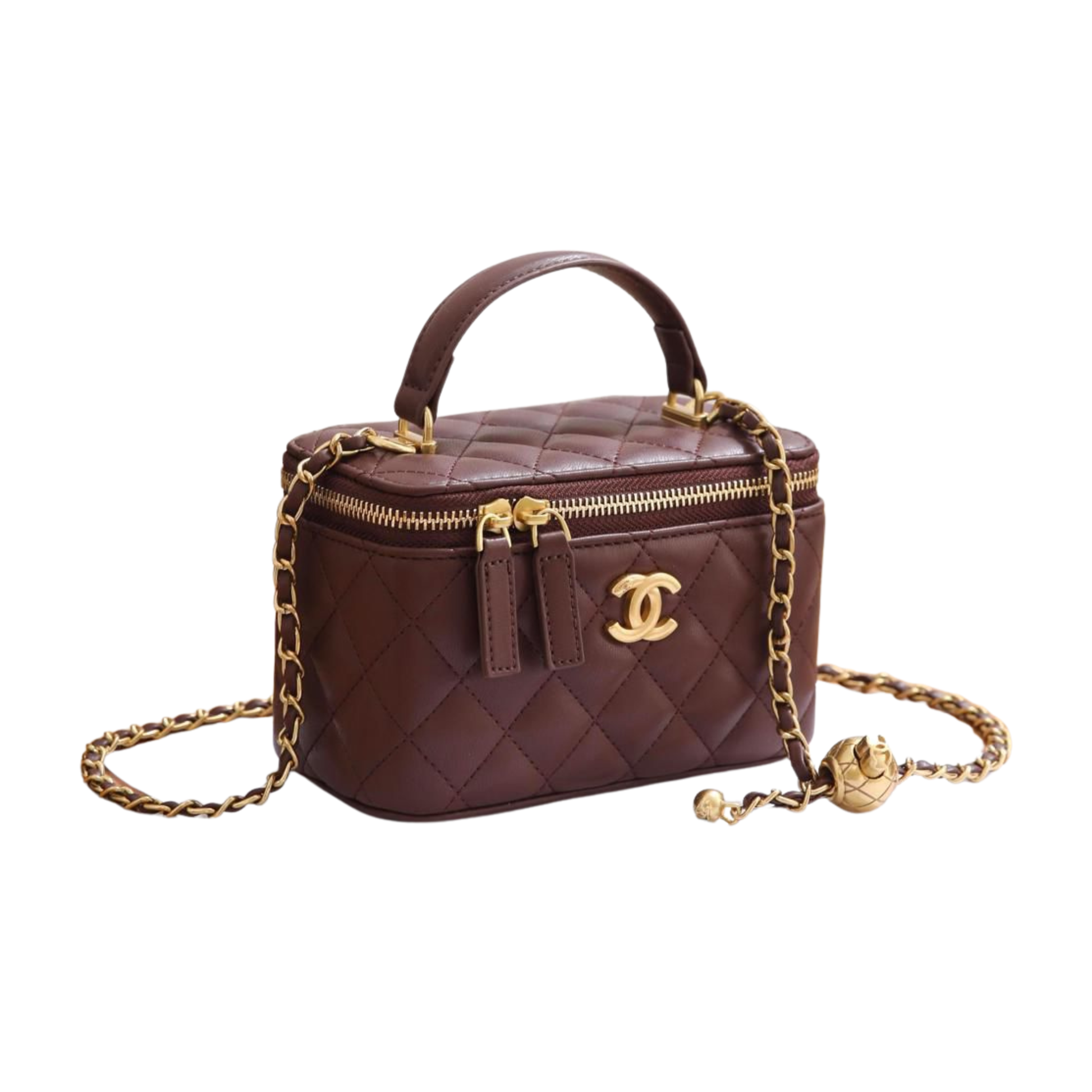 Minimal-Luxe Small Vanity Case Chain Burgundy Bag