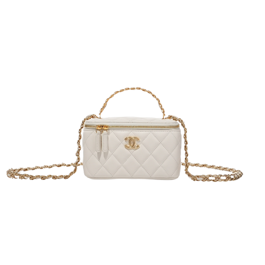Sophisticated Small Vanity Case Chain White Bag