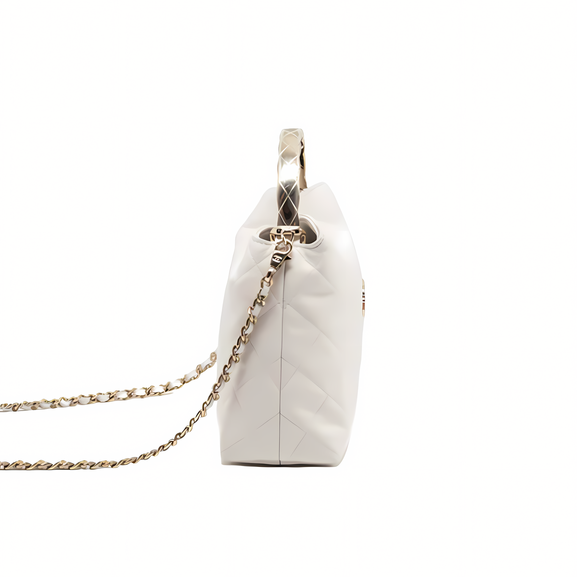 Detailed 25s Coco Crush Handle Caviar White Lghw Bag - view 3