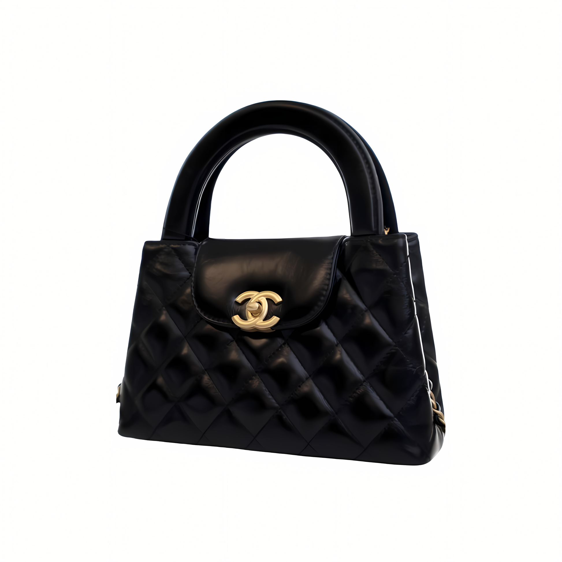 Refined Small Structured Top-Handle Mini Shopping Shiny Bag - view 3