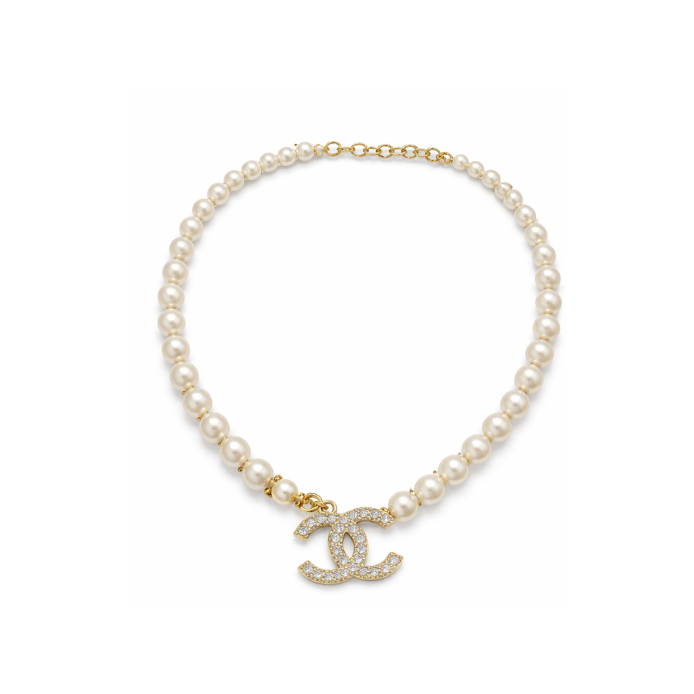 Minimal-Luxe Cc Logo Choker Necklace Gold Tone