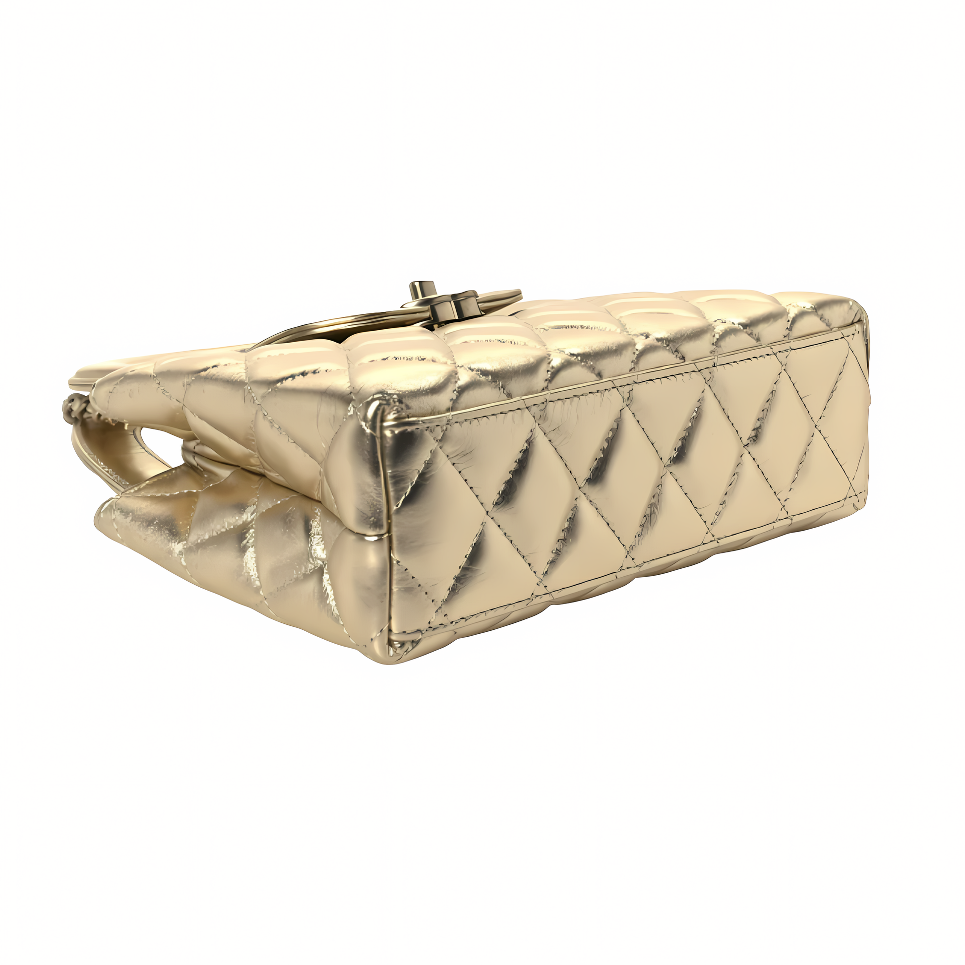 Premium-Look Small Structured Top-Handle Shopper Metallic Gold Bag - view 3