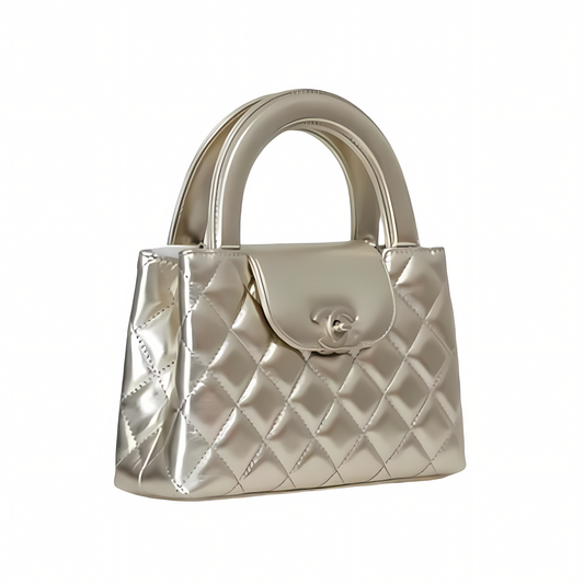 Sharp Structured Top-Handle Si Er Mirrored Calfskin Bag - view 2