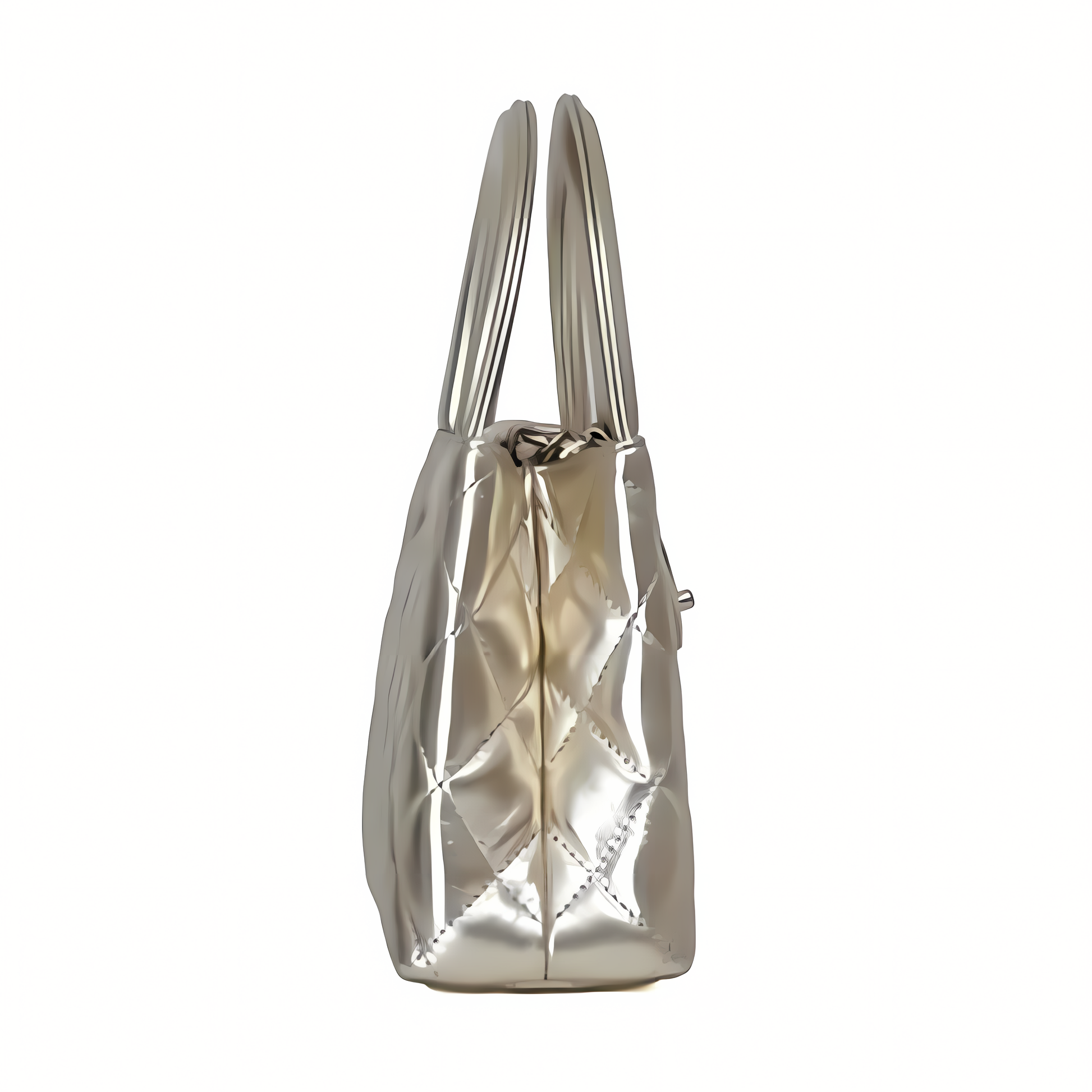 Sharp Structured Top-Handle Si Er Mirrored Calfskin Bag - view 3