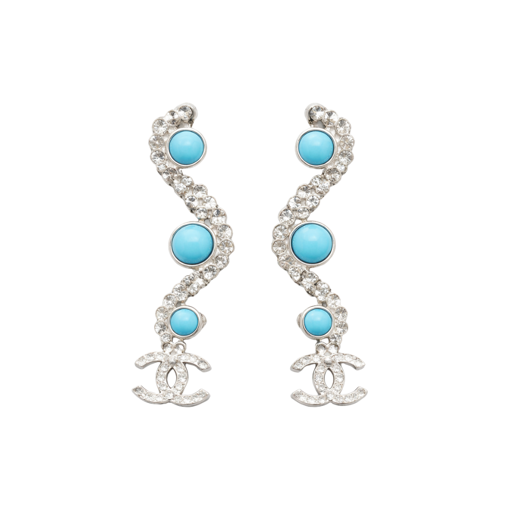 Timeless Turquoise Crystal Cclogo Drop Earrings