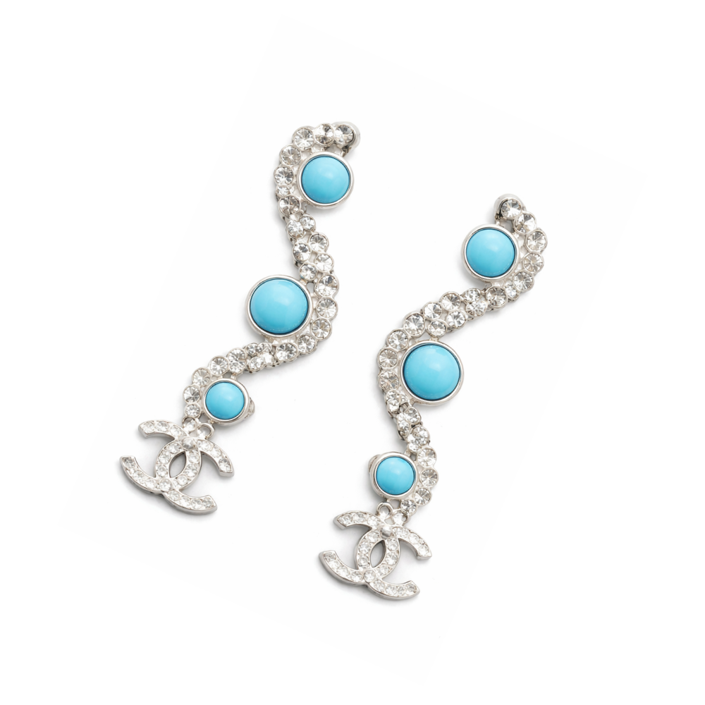 Timeless Turquoise Crystal Cclogo Drop Earrings - view 6
