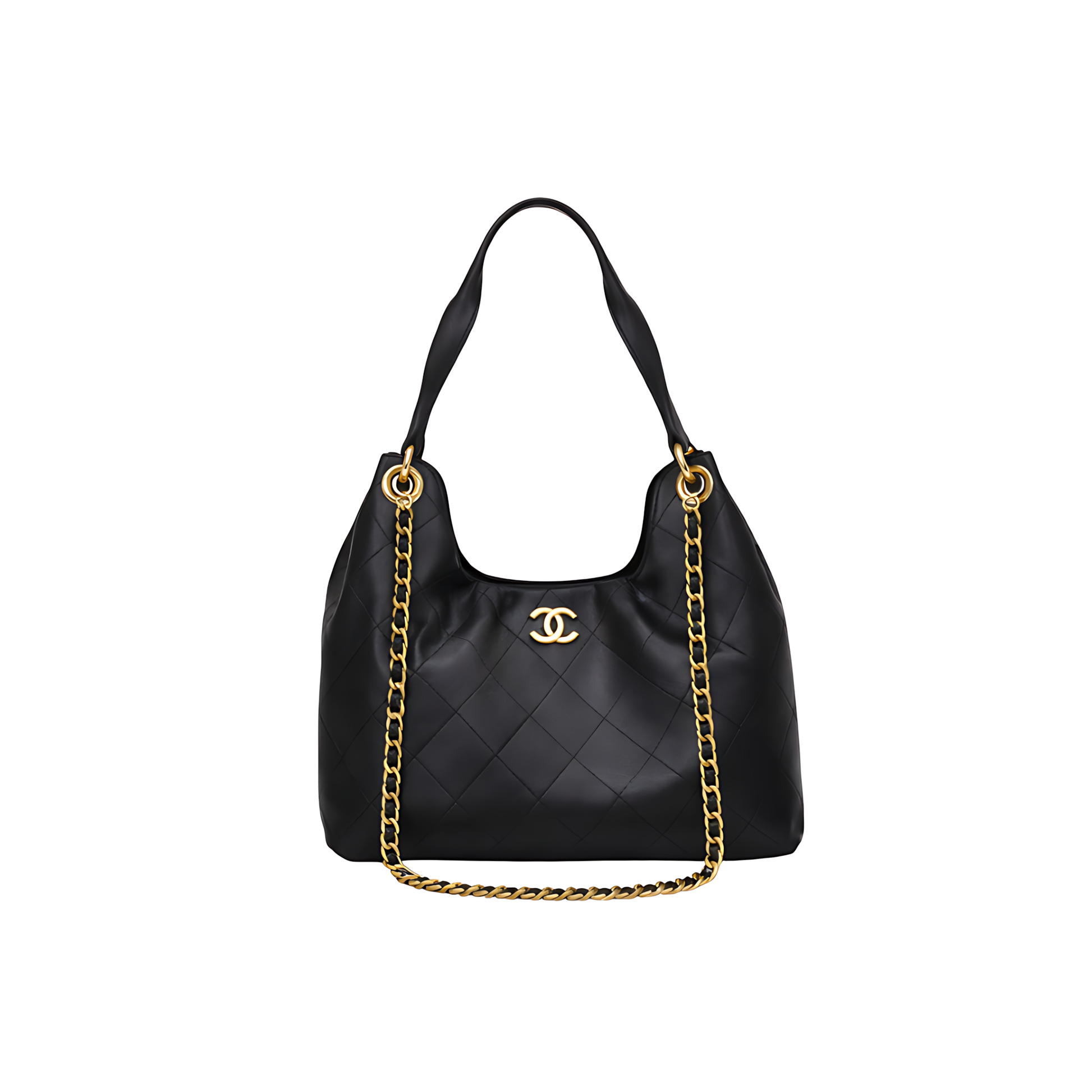 Sophisticated Medium Hobo Handbag Black Calfskin