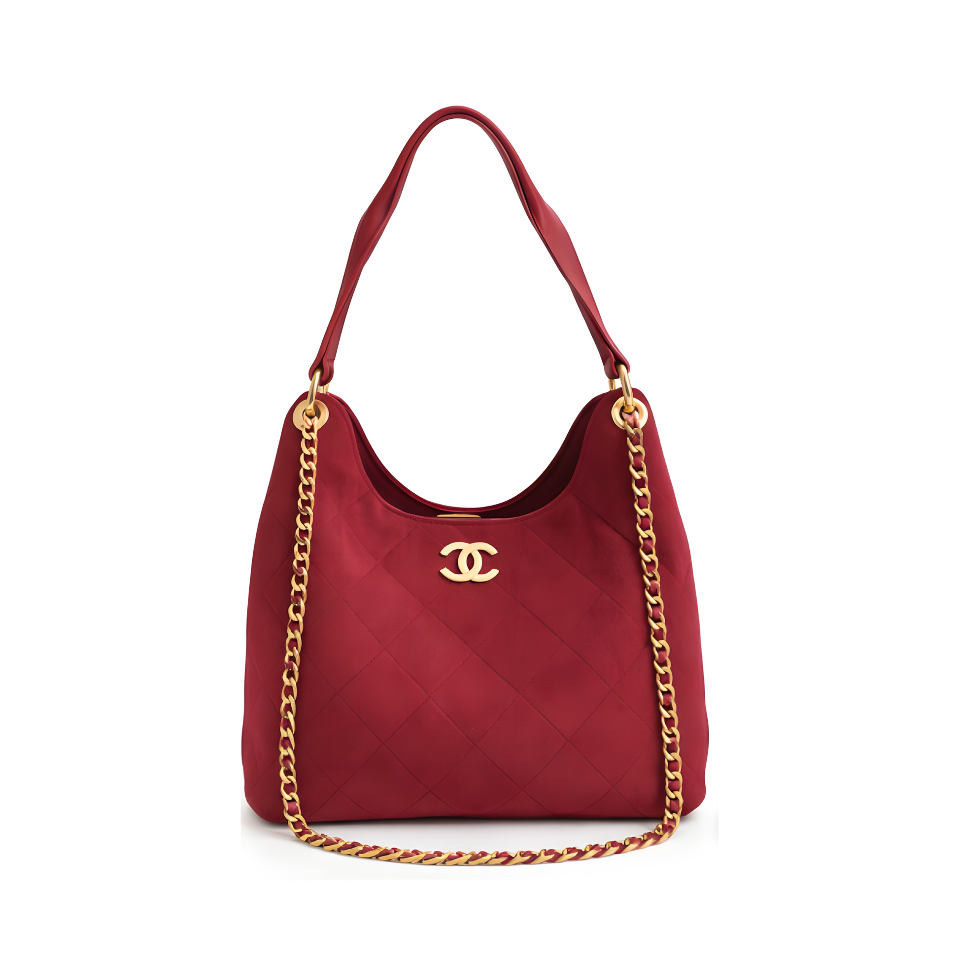 Premium-Look Medium Hobo Handbag Burgundy