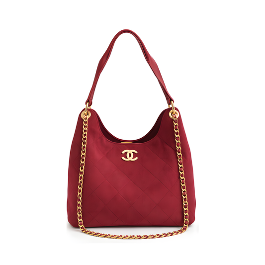 Premium-Look Medium Hobo Handbag Burgundy