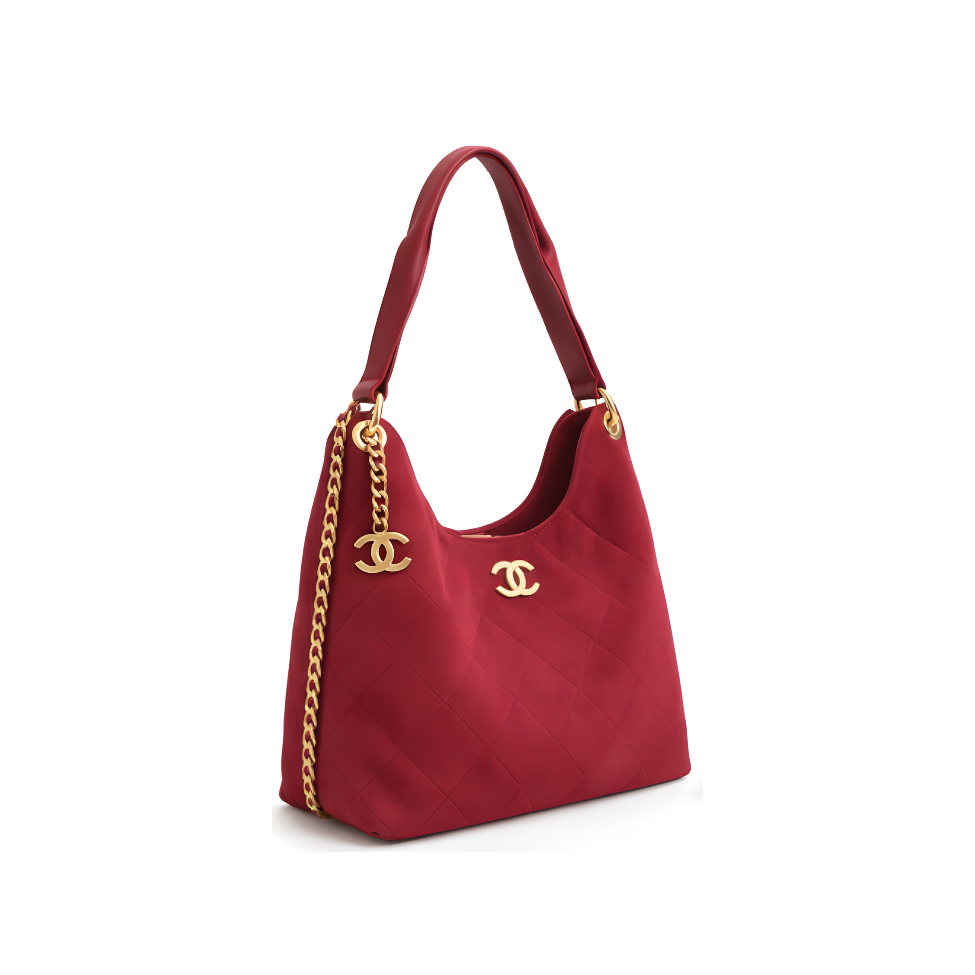 Premium-Look Medium Hobo Handbag Burgundy - view 2