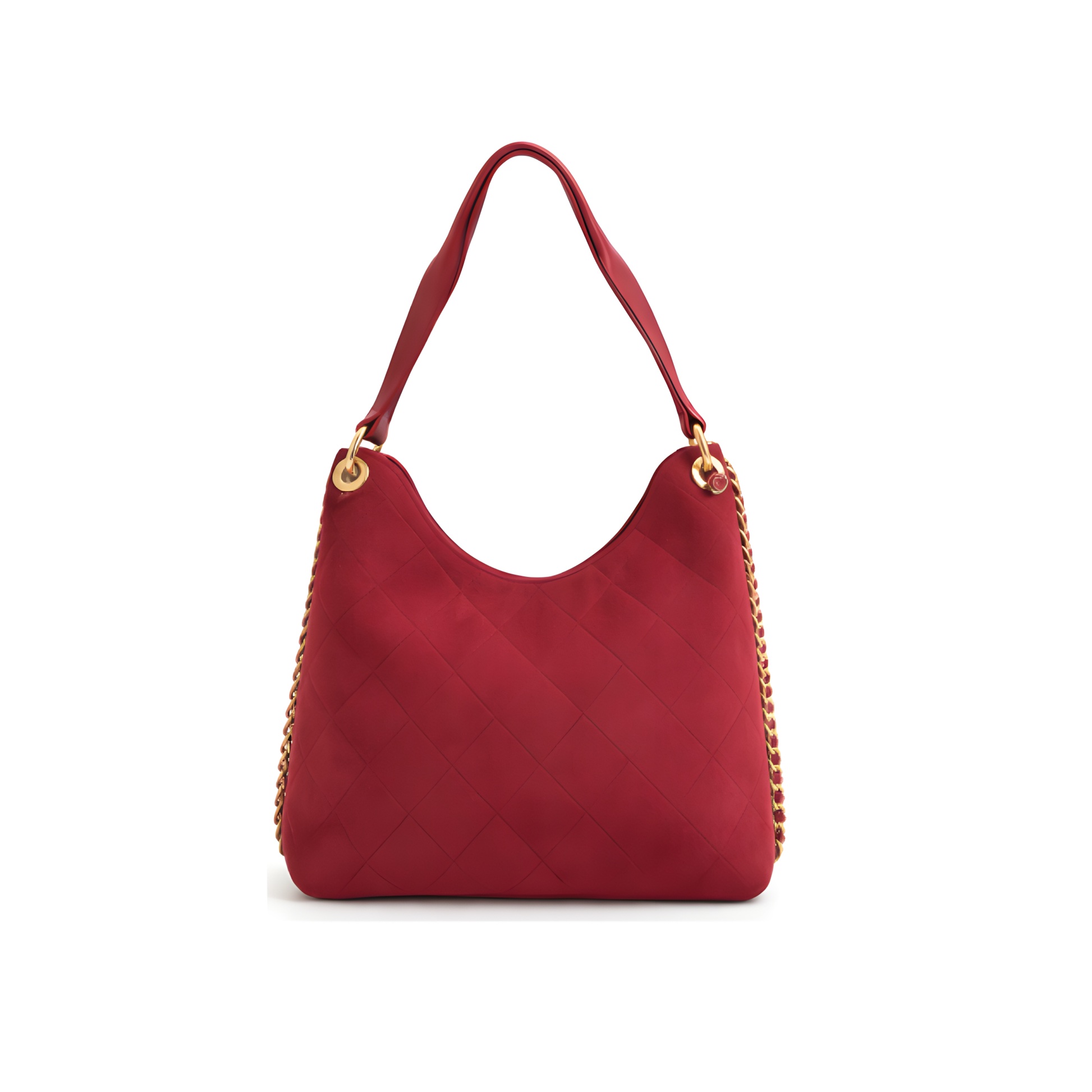 Premium-Look Medium Hobo Handbag Burgundy - view 3