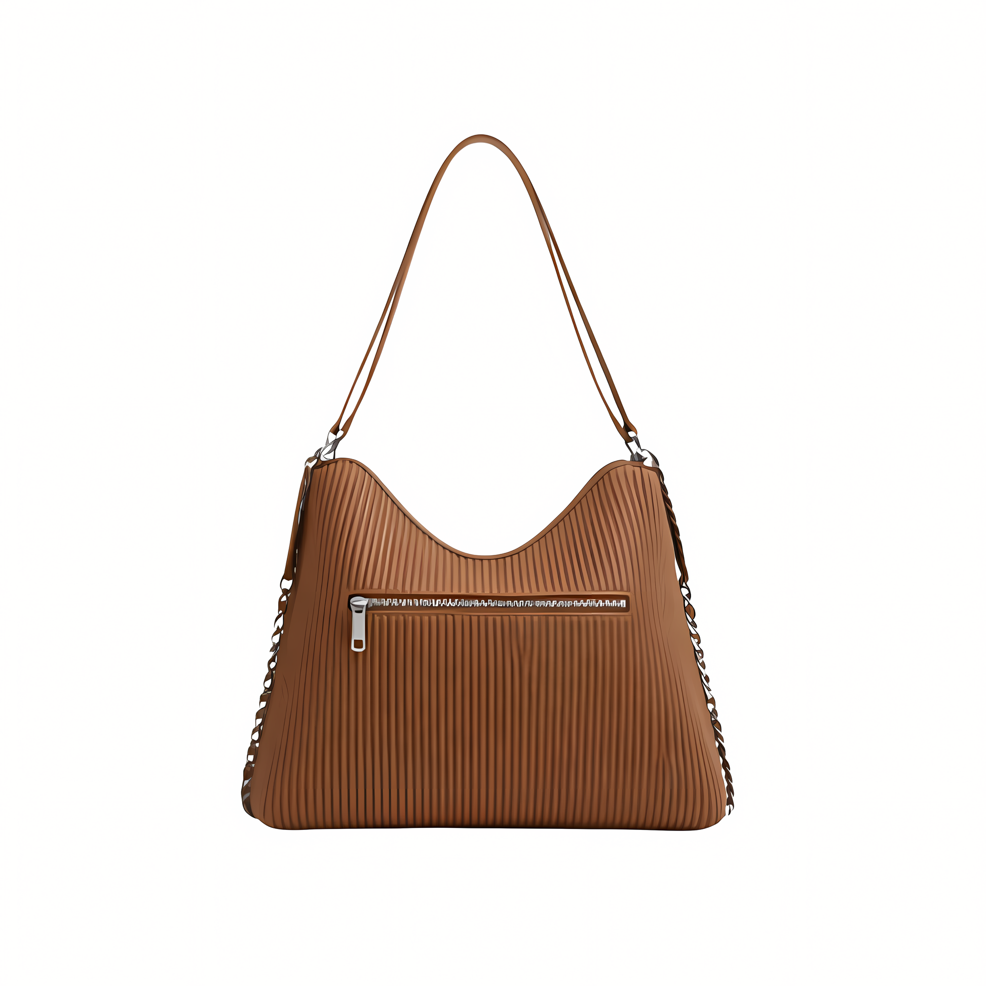 Elevated Maxi Hobo Camel Shiny Lambskin Bag - view 3