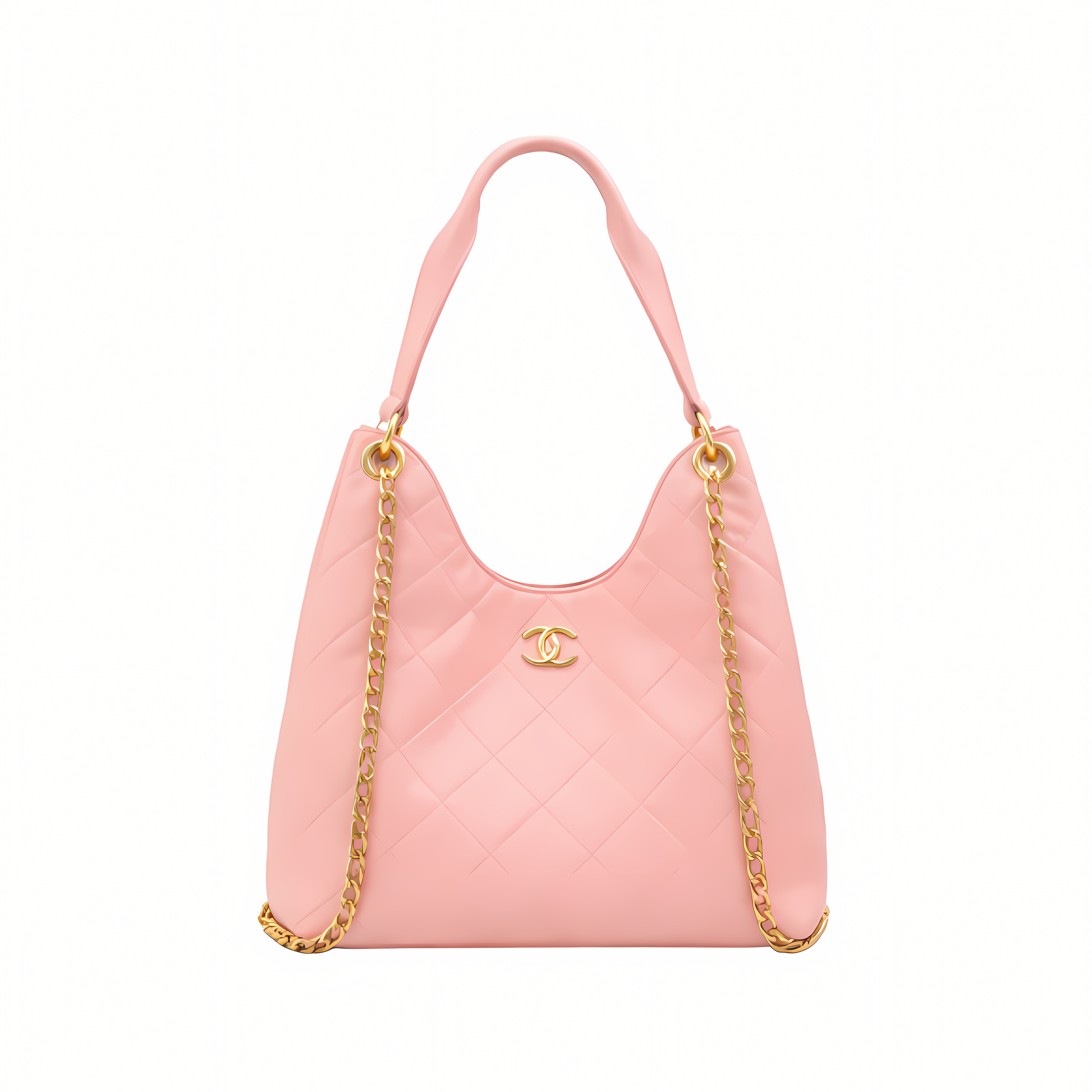 Sharp Hobo Handbag Light Pink Shiny Lambskin
