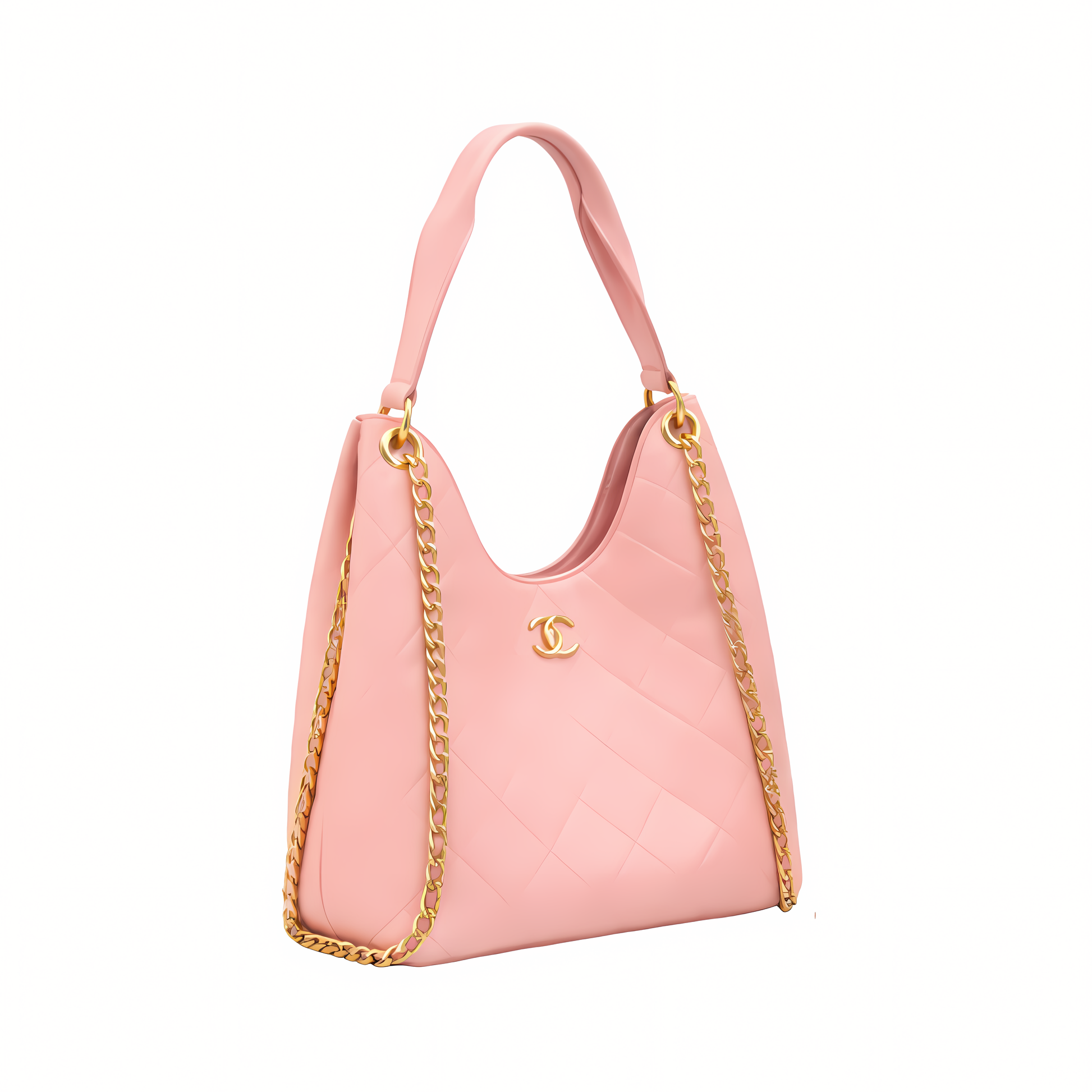 Sharp Hobo Handbag Light Pink Shiny Lambskin - view 2