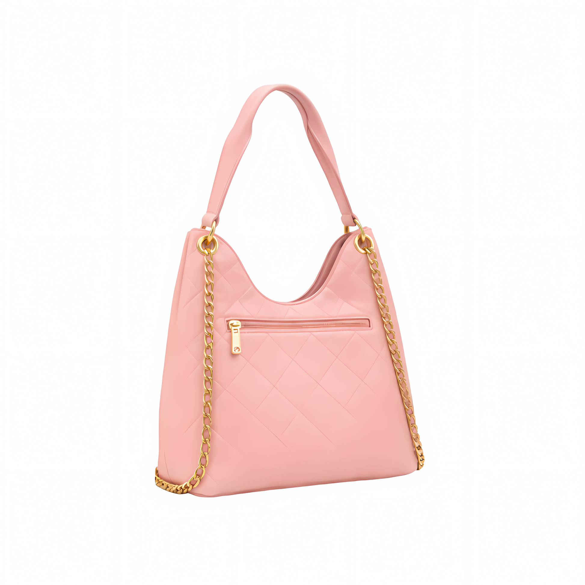 Sharp Hobo Handbag Light Pink Shiny Lambskin - view 3
