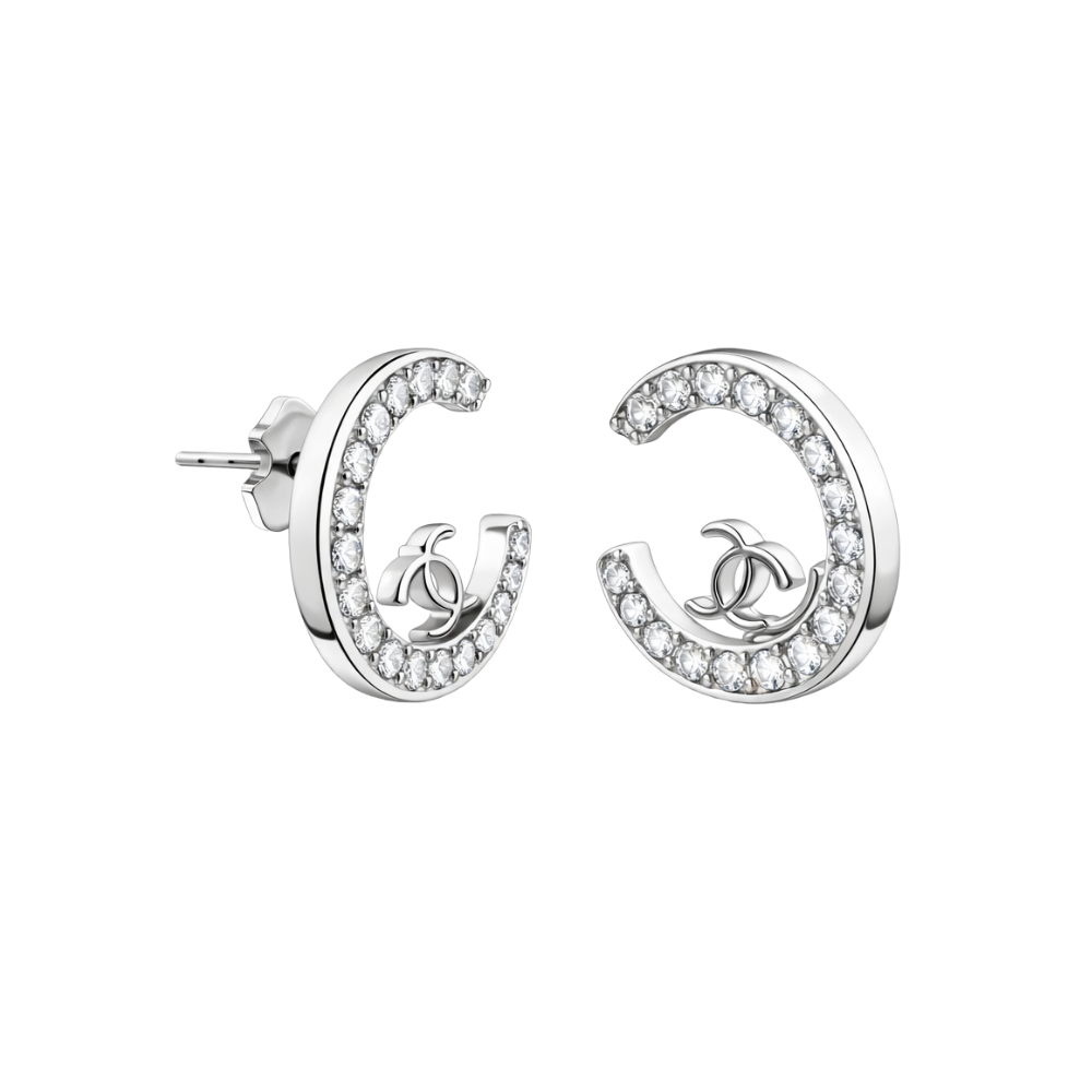 Clean-Finish Uno Pavé Earrings White Diamonds - view 2