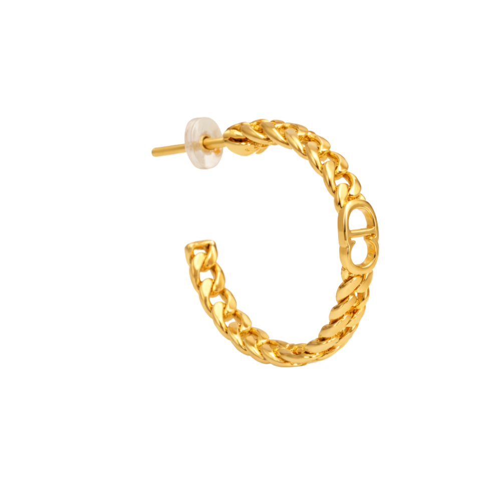 Everyday-Luxe Cd Chain Hoop Earring Gold - view 3