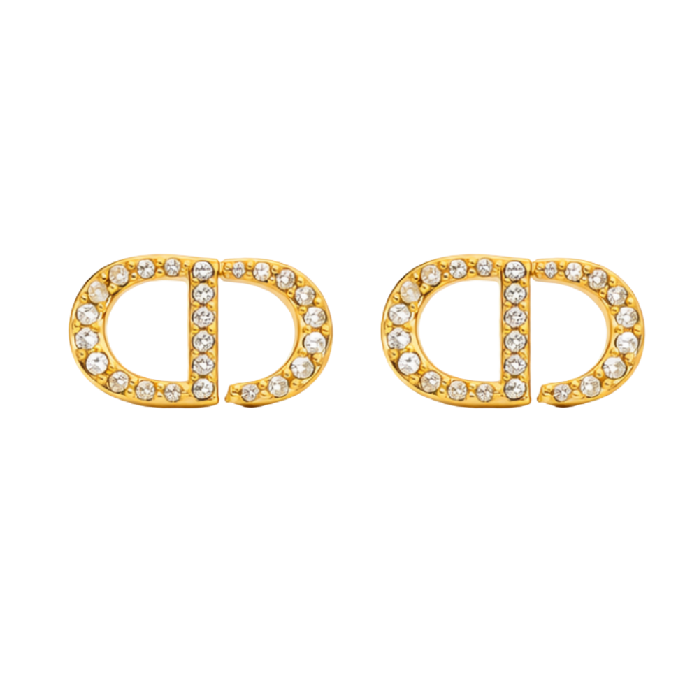 Dressy Cd Crystal Stud Earring Gold