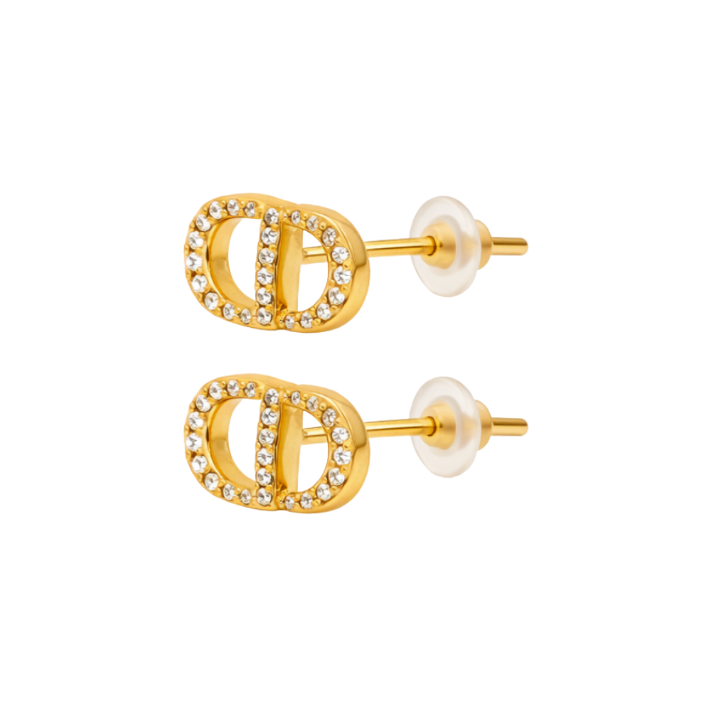 Dressy Cd Crystal Stud Earring Gold - view 3