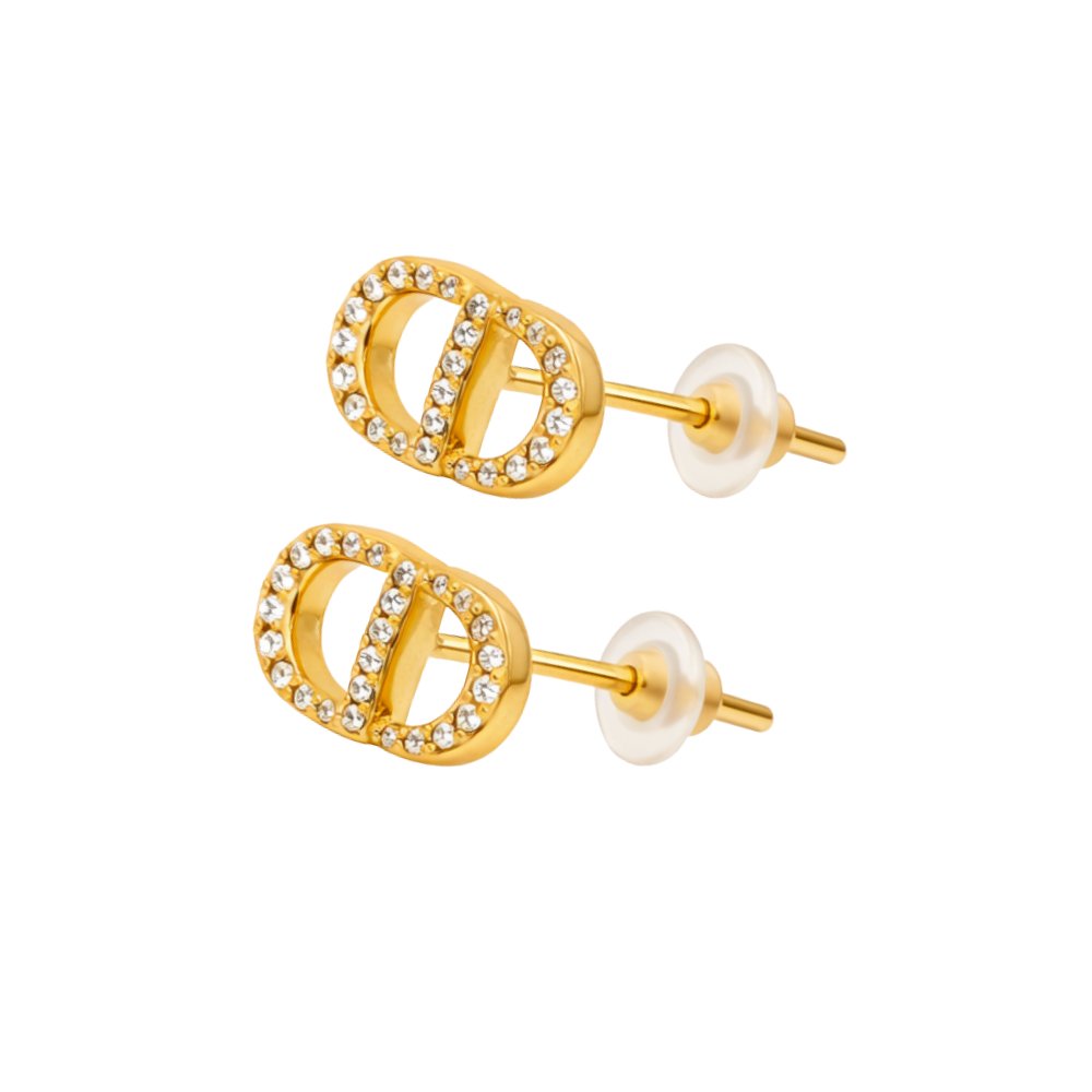 Dressy Cd Crystal Stud Earring Gold - view 2