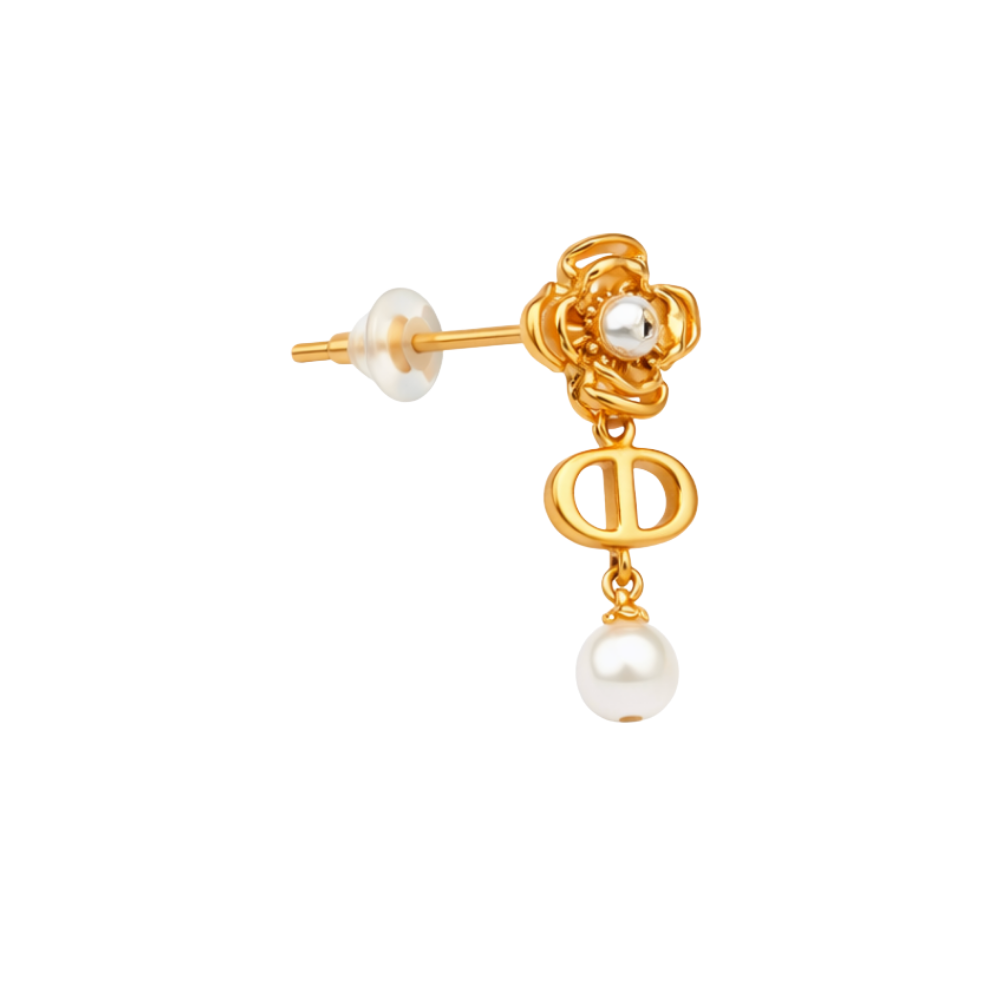 Sharp Cd Floral Pearl Drop Earring Gold - view 3