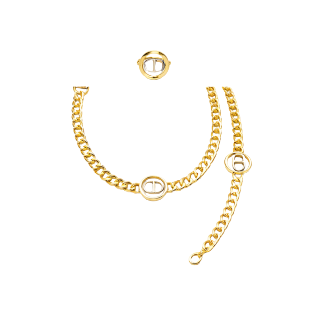 Sophisticated Cd Necklace Gold Finish Metal