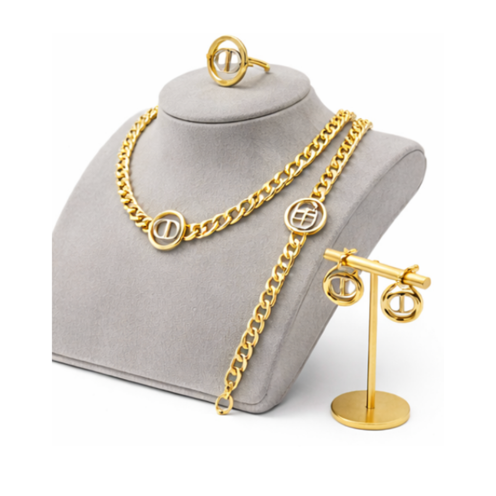 Sophisticated Cd Necklace Gold Finish Metal - view 3