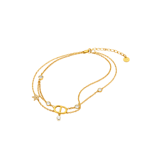 Statement Cd Star Crystal Layered Necklace Gold 1 - view 2