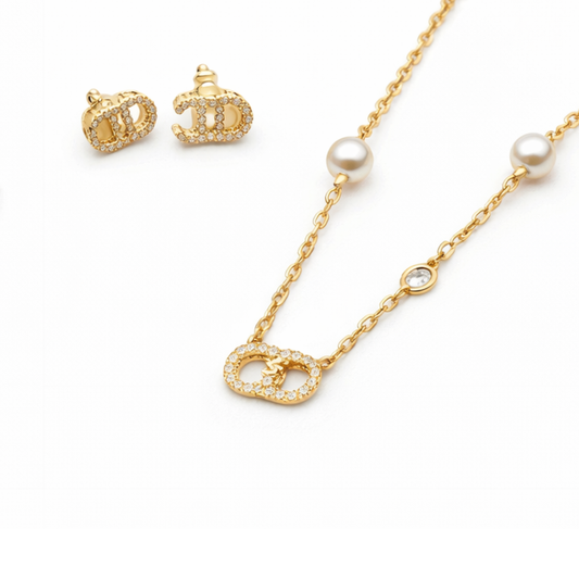 Statement Lune Gold Finish Resin Pearls Crystals
