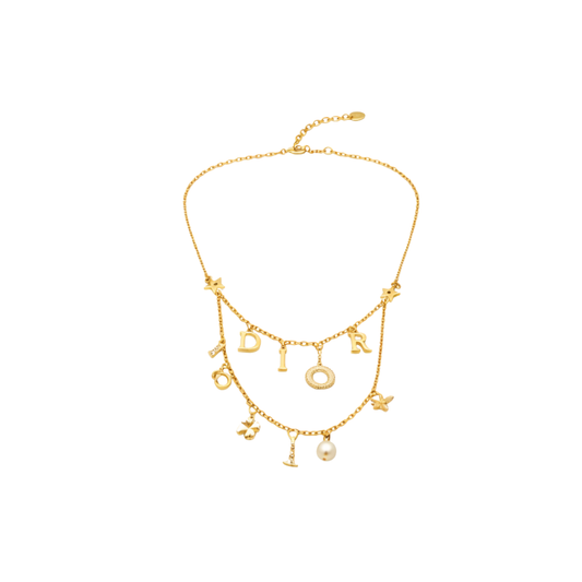 Dressy Layered Charm Necklace Gold